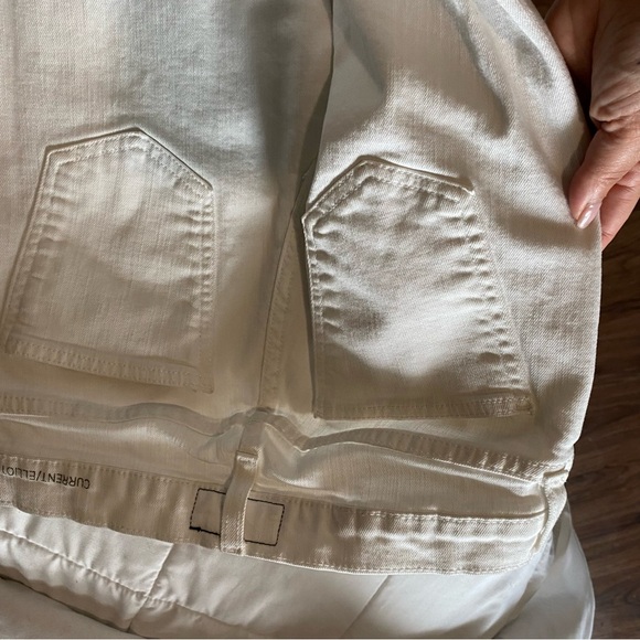 Current/Elliott The Fip Flop Sugar White Jeans Flare Raw Fringe Hem Edgy Sz 25 - Picture 4 of 15